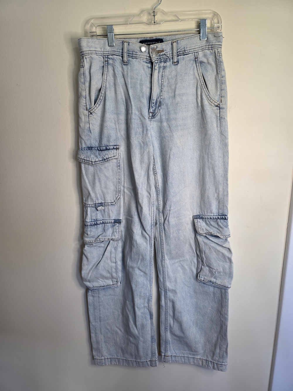 Aeropostale Light Blue Wide Leg Cargo Jeans